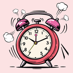 Pink Ringing Alarm Clock with Sound Effects