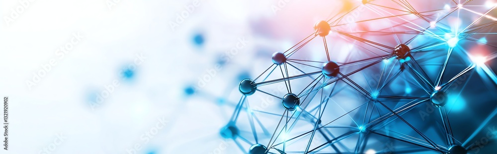 Poster a close-up view of interconnected nodes and lines symbolizing digital connections and network techno