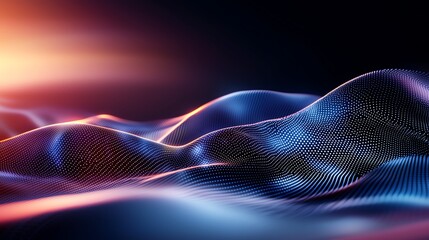 A vibrant abstract representation of flowing waves in a digital landscape