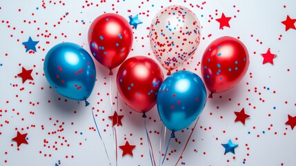 Patriotic Celebration with Balloons and Confetti for National Holidays
