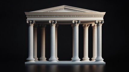 A Classic White Temple Structure Standing On A Black Background