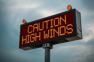 Caution High Winds: Airport Digital Warning Sign