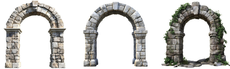 medieval stone arch, transparent background, PNG