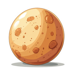 Fototapeta premium A cartoon planet floats in space its surface speckled with craters