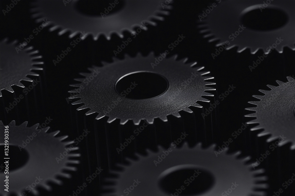 Poster interlocking gears: an abstract representation of interconnected gears, symbolizing the intricate wo