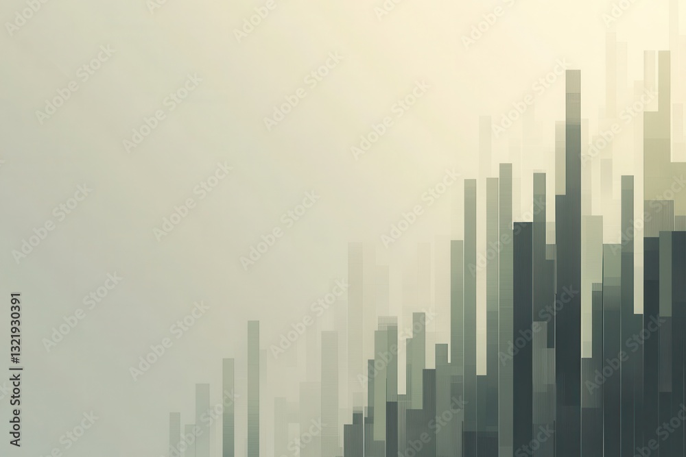 Aufkleber abstract financial charts showcasing market trends in muted green and gray on a minimalist backgroun