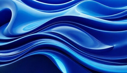 Obraz premium 3D Gradient Blue Wave Background, Glossy