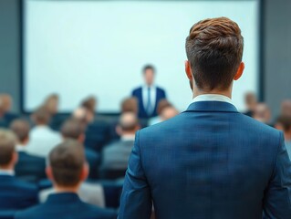 Corporate leadership seminar conference room business event professional environment audience perspective networking insights