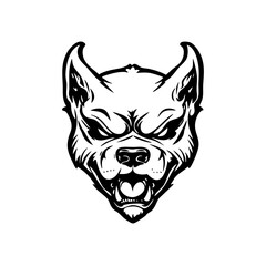 Ferocious wild beast, aggressive snarling wolf or hyena head illustration