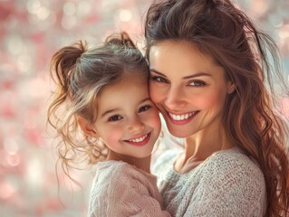 Heartwarming mother-daughter moment, a portrait of love and connection indoors