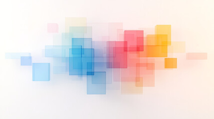 An artistic digital rendering showcasing transparent, colorful cubes suspended gracefully,