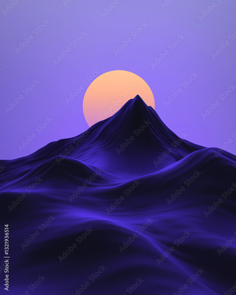Aufkleber a minimalist yet captivating digital scene featuring fluid navy-blue wave patterns elegantly