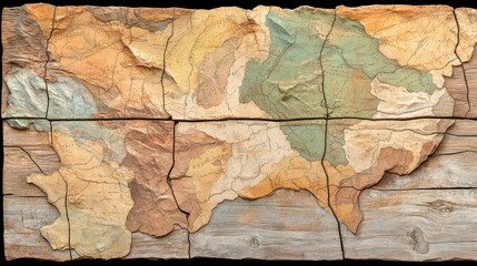 Abstract Earthy Textured Artwork Resembling Stylized Map
