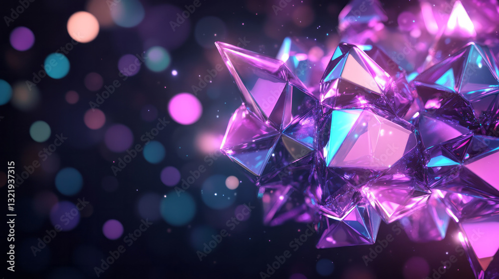 Aufkleber A visionary digital rendering capturing a dynamic multi-faceted polygonal structure with glossy