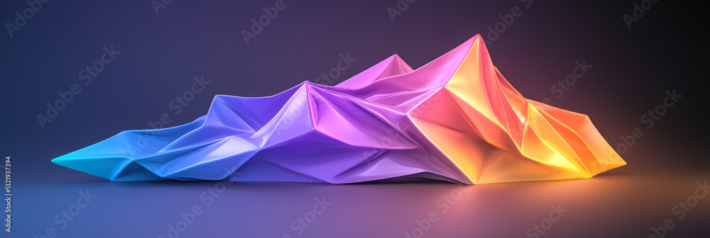 Poster A contemporary abstract digital artwork featuring dynamic polygonal shapes with smooth reflective