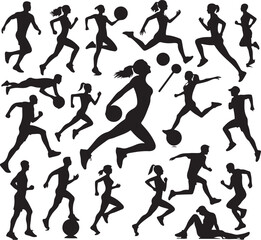 Dynamic Silhouette Sport Vector Black & White Athletic Graphics