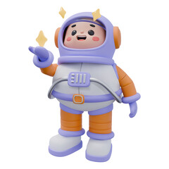 3d Cute Cartoon Astronaut Character Watching Stars. Catch. Chibi style Character. Vector Illustration