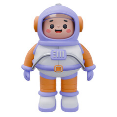 3D Cute Astronaut Character in Spacesuit Vector Illustration