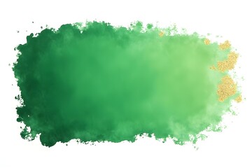 Green Watercolor Background with Gold Glitter