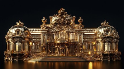Fototapeta premium A grand golden palace with intricate architecture and elegant details
