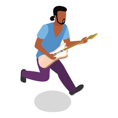 3D Isometric Flat Vector Illustration of Rock Musicians, Young Artists Playing Music Instruments. Item 3