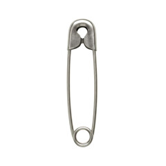 Silver Safety Pin on Transparent Background