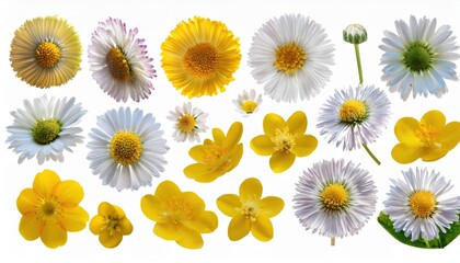 Vibrant Wild Spring Daisies and Buttercups A Blooming Meadows Transparent Dreamscape at Dawn, Capturing Natures Soft Hues and Textures in a Timeless Scene