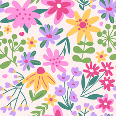 Hand drawn floral seamless pattern