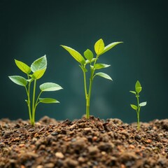 A high-resolution stock photo depicting plants and soil producing oxygen using natural earth tones, browns, beiges, and muted colors for a commercial, professional quality image