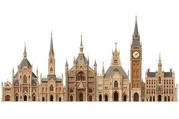 Obraz premium Iconic London Buildings Architectural Facades Collection