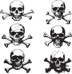 Skull with Crossbones Bold Silhouette vector