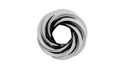 Glossy Black and White Abstract 3d Shape with Twisted Layers