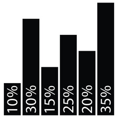 Bar chart of 5 growing columns. Isometric colorful vector graph. Economical growth, increase or success theme, Vector illustration,