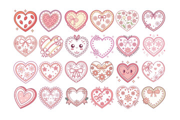 A Bundle of Cute Heart Shape vector cartoon illustration Mother's Day