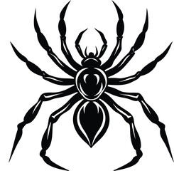 Black Spider Illustration on White Background with Scary and Artistic Vibes