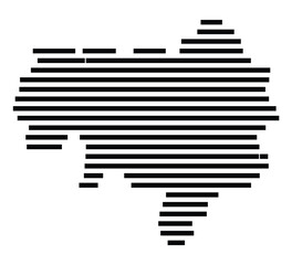 Symbol Map of the City Bautzen (Germany) showing the city with just a few black horizontal lines