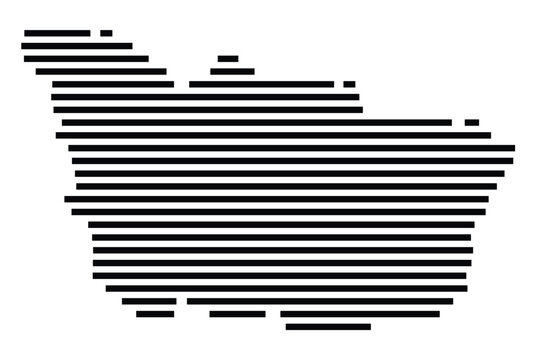 Symbol Map of the City Bramsche (Germany) showing the city with just a few black horizontal lines