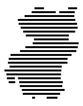 Symbol Map of the City Bretten (Germany) showing the city with just a few black horizontal lines