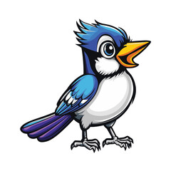 Naklejka premium Blue Jay, full body, simple vector logo, white background