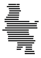 Symbol Map of the City Duesseldorf (Germany) showing the city with just a few black horizontal lines