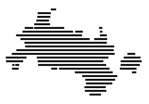 Symbol Map of the City Ehingen (Donau) (Germany) showing the city with just a few black horizontal lines