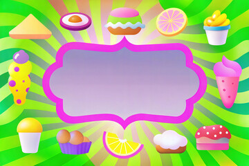 Bright dessert illustration featuring playful treats and copy space for customization.