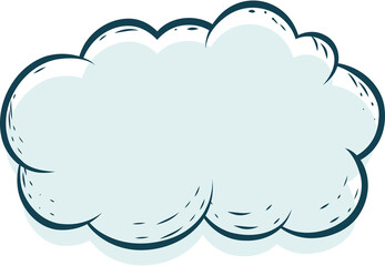 Cute cloud in white and blue, with transparent background, hand draw, comic