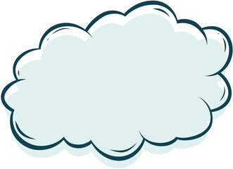 Cute cloud in white and blue, with transparent background, hand draw, comic