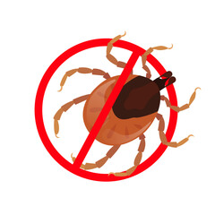 Stop sign crossing a tick, mites prevention and protection