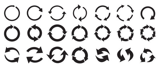 Circle arrow icon set. Circular vector arrows collection. refresh, reload arrow icon symbol sign, vector illustration
