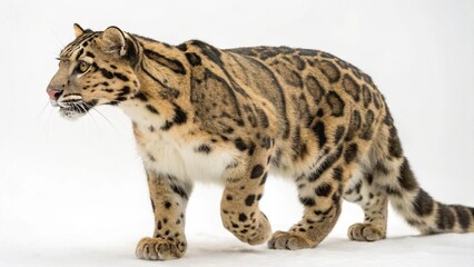 Obraz premium clouded leopard in full view on white studio background 