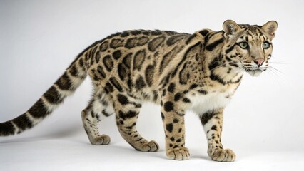 Obraz premium clouded leopard in full view on white studio background 