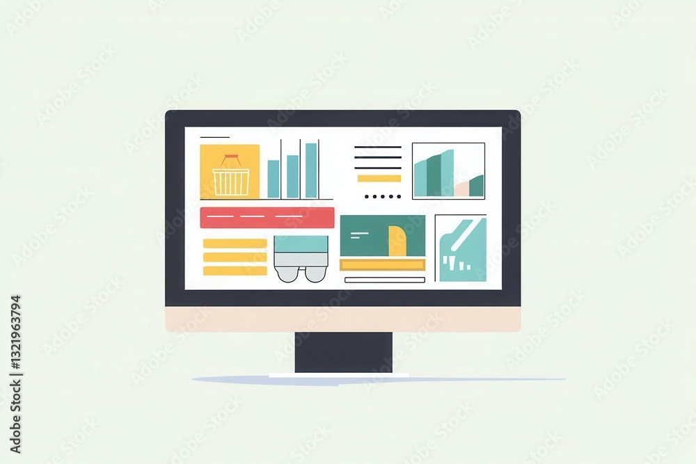 Aufkleber stylized flat design illustration of an online grocery order summary displayed on a modern digital s