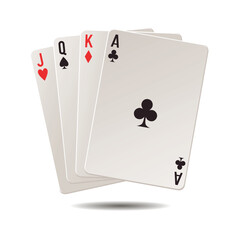 Card fan. Cards of different suits on a white background. Vector clipart.